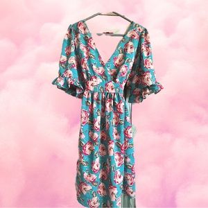 Betsy Johnson vintage rose bell sleeve dress size 12